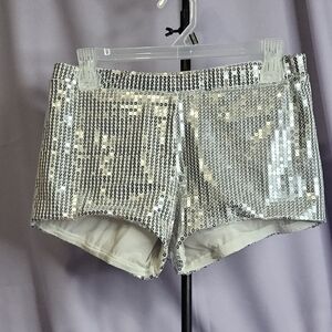 ⭐ 5 for $40 Glamorous Silver Sequin High Waist Shorts